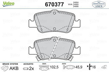 ARKA FREN BALATA TOYOTA AURIS. COROLLA 1.33L 1.6L 1NR-FE 1ZR-FAE NRE180 ZRE181 ZRE185 12- 1.4L 1ND-FTV D-4D NDE150 NDE180 07-