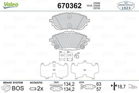 ÖN FREN BALATA TOYOTA AURIS. COROLLA 1.33L 1.6L 1NR-FE 1ZR-FAE NRE180 ZRE181 ZRE185 12- / 1.4L 1ND- FTV NDE180 12-