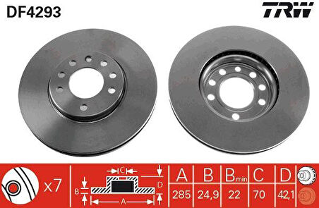 ÖN FREN AYNASI VECTRA C 02 SIGNUM 03 SAAB 9.3 02 CROMA 05 285x25x5DLxHAVALI 46844071-51819733