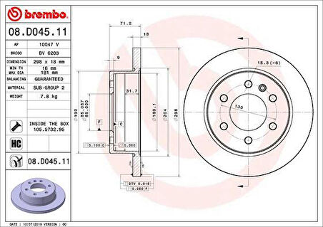 FREN DISKI ARKA MERCEDES SPRINTER B907 B910 18 KOD: -B25