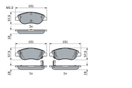ON BALATA FIAT EGEA 15 1.4 1.5 T4 HIBRIT 1.6 D K:19 MM G:151.1 MM BÜYÜK TİP