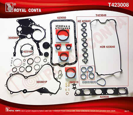TAKIM CONTA CORTECO KEÇELİ REINZ SUBP.LAST SKC SİZ MASTER 2.2-2.5 DCI G9T-G9U