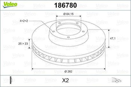 ÖN FREN DİSKİ HAVA KANALLI HONDA ACCORD 1.8L F18B2 CG8 EURO 99-02 282 çap x 4 bijon - Takım disk fiyatıdır