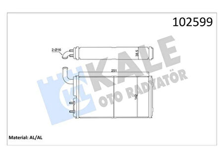 KALORİFER RADYATÖRÜ BRAZING VERSİYONU KL271100 FIAT-TOFAŞ SKD MURAT 131 ŞAHİN DOĞAN SLX 1.6 74 AT/MT BORULU-MUSLUKSUZ MEKANİK 250X140X42