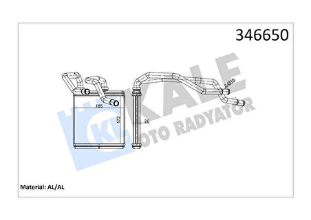 KALORİFER RADYATÖRÜ NISSAN QASHQAI 1.6L HR16DE J10 06-13/ 2.0L MR20DE J10 JJ10 07-12/ 1.5L Dci K9K d izel J10DE 06-13 / X-TRAIL 2.0L M9R T31 dizel 07- / 2.0L MR20DE T31 07- - ALEMİNYUM