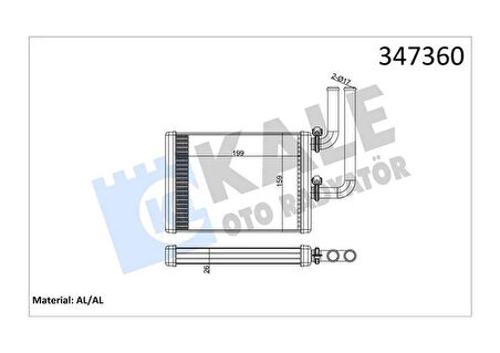 KALORİFER RADYATÖRÜ MITSUBISHI LANCER 1.3L 4G13 CS1A 03-07 1.6L 4G18 CS3A 03-07 / EVO 8 - 9 / OUTLAN DER 2.0L 4G63 DOHC CU2W 02-06 / 2.4L 4G69 CU5W 03-07- ALEMİNYUM