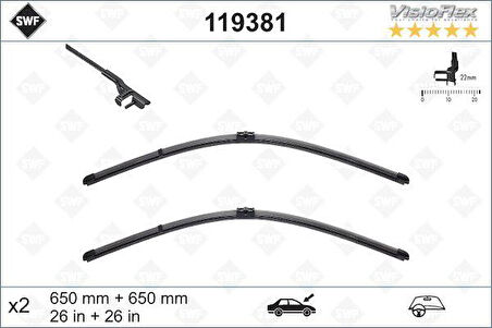 SILECEK SUPURGESI TAKIMI 650mm / 650mm MERCEDES C219 W211 S211 . PORSCHE CAYENNE . VW TOUAREG SWF