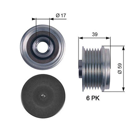 ŞARJ DİNAMO ALTERNATÖR KASNAĞI ASTRA H-CORSA C-D-COMBOC-D-MERIVA-TIGRA-DOBLO-FIORINO-PUNTO-PALIO- 1.0-1.2-1.4-1.3 CDTI