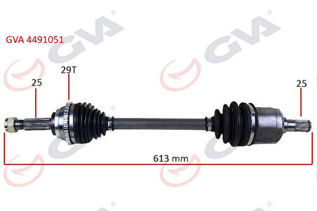 KOMPLE AKS SOL ACCENT ADMIRE 1.3-1.5D 03-06 ABS Lİ 29DİŞ 613mm