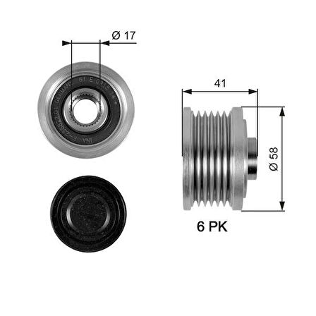 ALTERNATÖR KASNAĞI RULMANLI BRAVO II 06 DOBLO 10 LINEA 09 PUNTO 05 STILO 04-07 -DUCATO 11