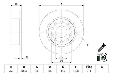 FREN DİSKİ ARKA SKODA OCTAVIA III 12 20 253x10x61.4