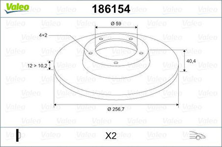 ON FREN DISKI TEMPRA-TIPO-MAREA-BRAVA-BRAVO 96 ALFA ROMEO 145-146 LANCIA DELTA-YPSILON 257x12x4DL
