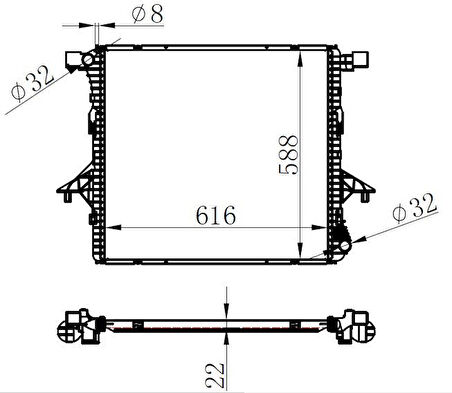 RADYATOR BRAZİNG MT 616X578X22 AMAROK 2.0 TDI 2010 65298