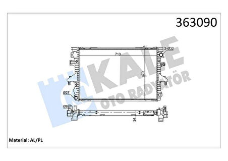 BRAZING VERSİYONU KL354000 VOLKSWAGEN TRANSPORTER V MULTIVAN V 2.5TDI 03 09 AT/MT AC/NAC MEKA NİK 713X470X34 SU RADYATÖRÜ