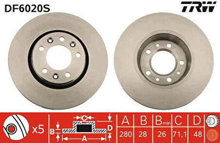 ÖN FREN DİSKİ EXPERT-JUMPY-SCUDO-PROACE 07 280x28x5 HAVALI ABS SIZ ARAÇLAR İÇİN