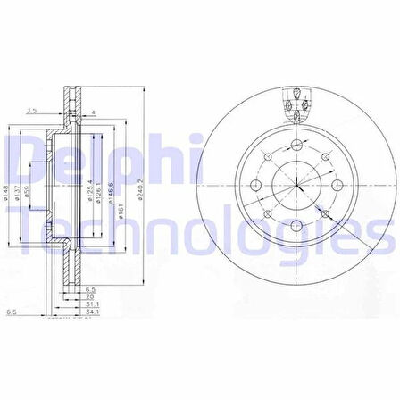 ON FREN DISKI FIAT 500 08 500C 09 PANDA 12 FORD KA 1.3 TDCİ 09 0.9-1.2-1.4-1.3DMTJ 240.5