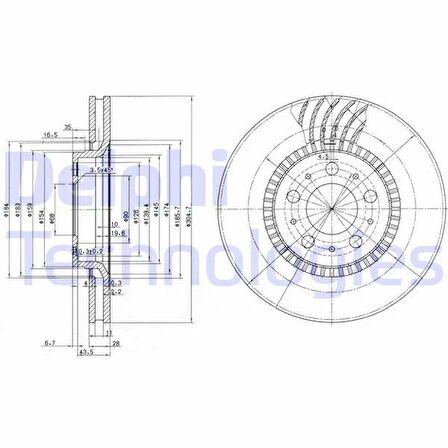 ÖN FREN AYNASI VOLVO S60 00-10 S80 98-06 V70 97-07 XC70 00-07 305x25x5DLx BÜYÜK TİP DELİKLİ -986478494-DF4053S
