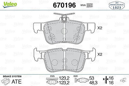 ARKA DİSK FREN BALATASI FORD EDGE 2.0D 08/15-07/18 FORD KUGA 1.5/1.5D/1.6/2.0/2.0D 11/12