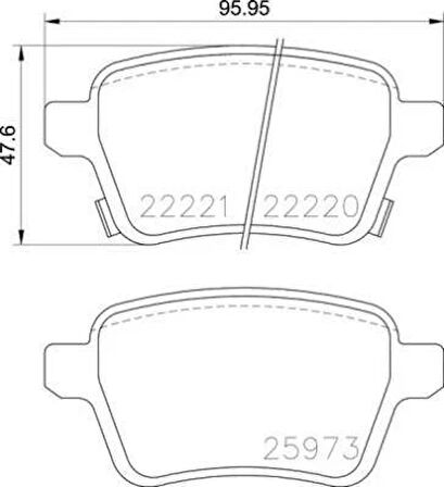 ARKA FREN BALATASI OPEL CORSA E 14 19 ADAM 14 19 15 JANT RPO J67 FIAT EGEA 16 500L 13 264mm