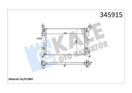 SU RADYATÖRÜ FIAT PUNTO-FIORINO-QUBO 1.2 1.4 1.4 16V 05 MT AC NAC BRAZING 540x348x26