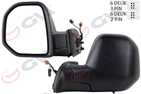 DIŞ DİKİZ AYNASI SOL BERLINGO-PARTNER 08 ELEKTRİKLİ ISITMALI SENSÖRLÜ KONVEKS VM-6118EHL