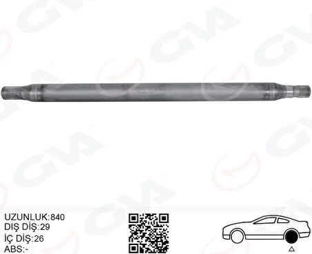 AKS MILI ARKA SOL INCE KISA 840mm MERCEDES SPRINTER B906 . VW CRAFTER 30-35-50 Z:26-29