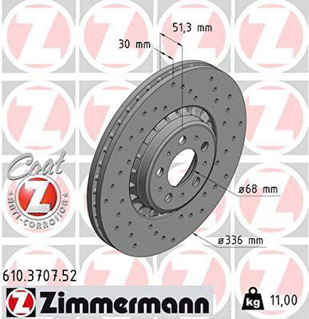 ÖN FREN AYNASI ADET VOLVO XC90 2.5T-D5-T6 2002-2010 17 JANT 336x30x5DLxHAVALI DELİKLİ DELIKLI -986479202-DF4340S