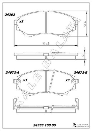 ON FREN BALATASI MAZDA 4 4 B 2500 RANGER 02 06 2.5TD / 3.0TD 06 12