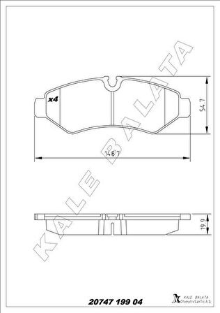 FREN BALATASI ARKA MERCEDES SPRINTER B907 B910 18 TEK TEKER