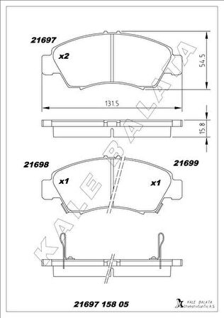 ÖN FREN BALATA KÜÇÜK TİP HONDA CIVIC 1.6L D16 SI enjeksiyonlu 92-95 1.4L D14A EURO 96-00 / JAZZ 1.4L L13A GD 02-08
