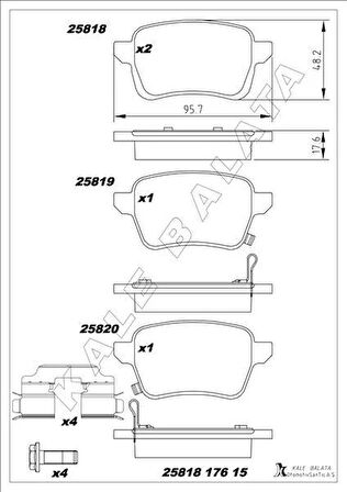 ARKA FREN BALATASI OPEL CORSA E 14 19 ADAM 14 19 15 JANT RPO J67 FIAT EGEA 16 500L 13 264mm
