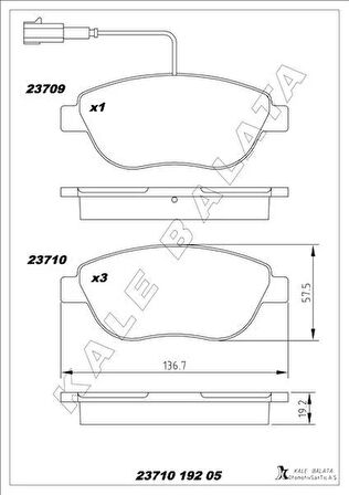 ÖN FREN BALATASI OPEL COMBO D 12 PUNTO EVO 1.3-1.4-1.6D MTJ 09 500-500C 1.3DMJ 10 GRANDE PUNTO 1.6DMTJ 09