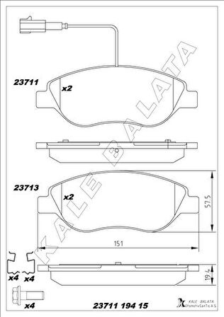 ÖN FREN BALATASI FİŞLİ FIAT BRAVO II 08 14 EGEA HB 15 ALFA ROMEO MITO 08 15 LANCIA DELTA III 08 1