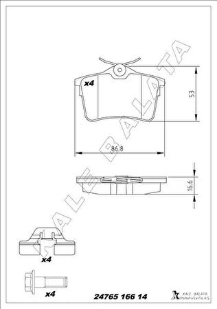 ARKA FREN BALATASI P307 00 09 P308 07 14 PARTNER 08 PARTNER TEPEE 08 BERLINGO 08 C4 04 16 XSARA PICASSO 99 11 DS4 15 18