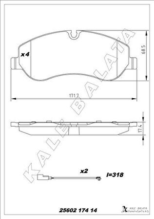 ÖN BALATA FORD TRANSIT V363 14 -TRANSIT CUSTOM 2.2 TDCI 12 KABLOLU