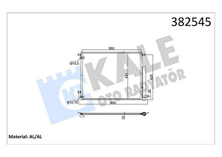 KONDENSER HONDA CIVIC X FC 1.6İ 16 KURUTUCU İLE BRAZING AL-AL 560X431X12 KLİMA RADYATÖRÜ