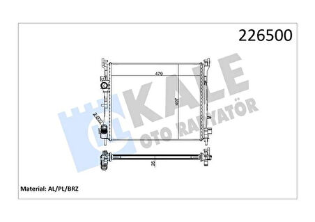 MOTOR SU RADYATÖRÜ RENAULT CLIO II 98 05 SYMBOL 00 SYMBOL II 08 1.5DCI MT AC MEKANİK 479x414x27