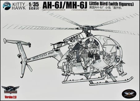 Kitty Hawk 50004 1/35 Ölçek, AH-6J/MH-6J (Little Bird), 6xResin Figürlü, Askeri Helikopter, Plastik Model kiti