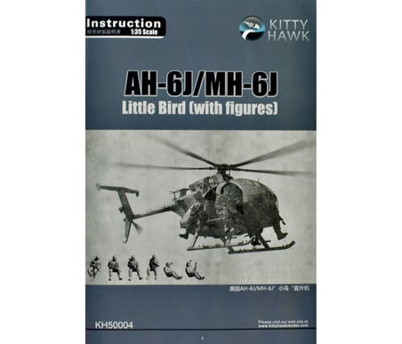 Kitty Hawk 50004 1/35 Ölçek, AH-6J/MH-6J (Little Bird), 6xResin Figürlü, Askeri Helikopter, Plastik Model kiti