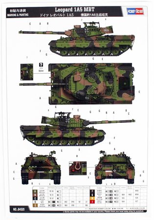 HobbyBoss 84501 1/35 Ölçek, Leopard 1A5 Ana Muhabere Tankı, Plastik Model Kiti