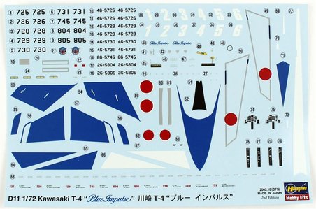 Hasegawa D11 1441 1/72 Ölçek, KawasakiT-4 (Blue Impulse), Savaş Uçağı Plastik Model Kiti