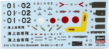 Hasegawa D13 1443 1/72 Ölçek, SH-60J Seahawk Helikopter Plastik Model Kiti