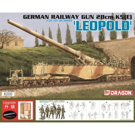 Dragon 6200 1/35 Ölçek, Alman Demiryolu Topu 28cm K5(E) (Leopold), Plastik Model Kiti