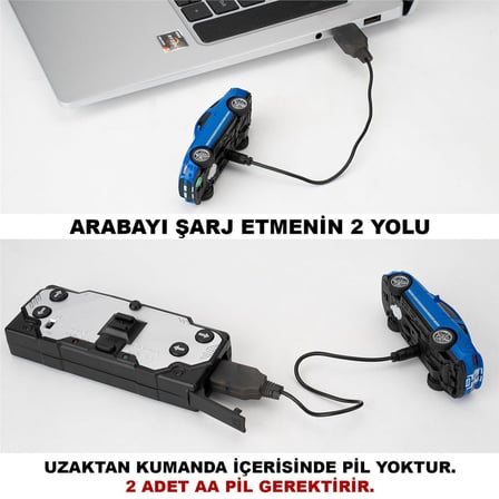 Ford Mustang GT500, Mavi, 1/60 Ölçek, 2.4Ghz 4 Kanal Uzaktan Kumandalı Araba