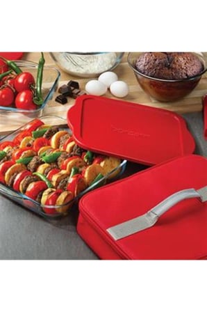 Paşabahçe borcam termal çantalı kapaklı borcam fırın tepsisi kare büyük