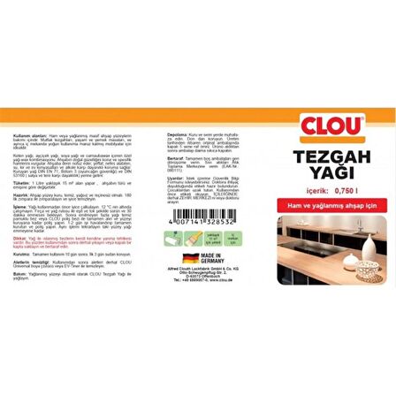 CLOU 30763.00000 Ahşap Tezgah Yağı 750ml