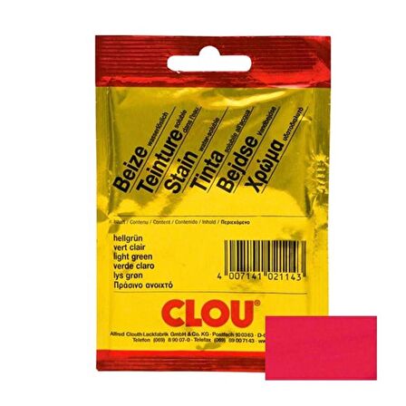 Suda Çözülen Oksit Toz Ahşap BoyasıCLOU Oksit Toz Boya Nr:154 Açık Kırmızı 12gr