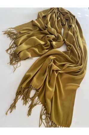 Hardal Kaşmir Yumuşak Dokulu Omuz Atkısı (Cashmere) Kışlık Kalın Şal