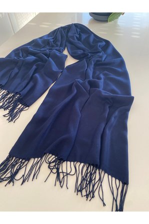 Lacivert Kaşmir Yumuşak Dokulu Omuz Atkısı (Cashmere) Kışlık Kalın Şal