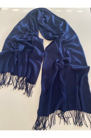Lacivert Kaşmir Yumuşak Dokulu Omuz Atkısı (Cashmere) Kışlık Kalın Şal